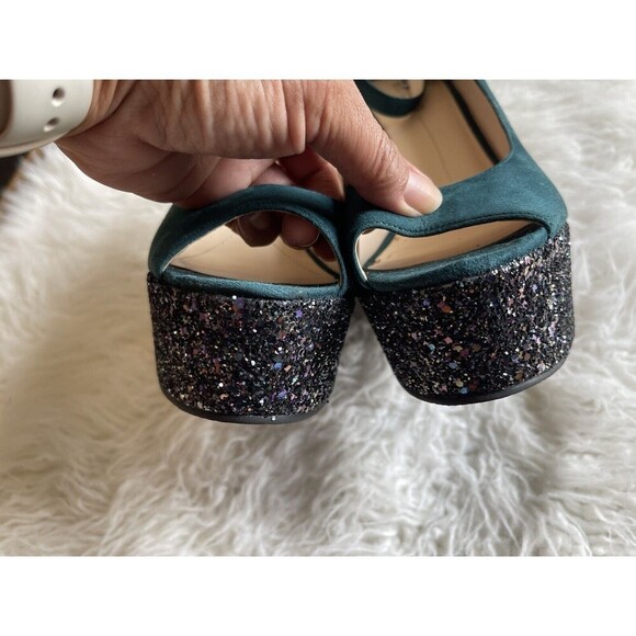 Boutique 9 Women’s Size 10 Sparkle platform Wedge Shoes Peep toe Heels - Picture 8 of 11